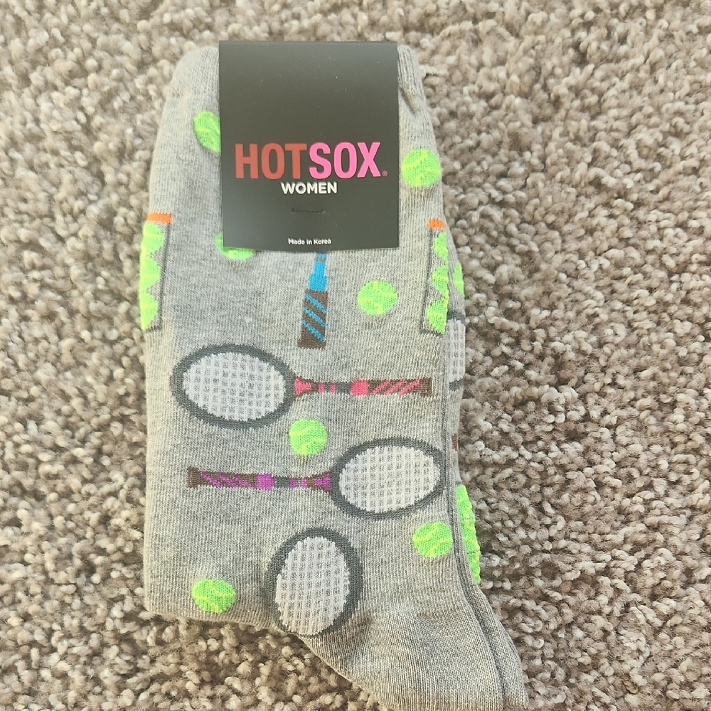 Hot Sox Women's Gray Tennis Pattern Socks